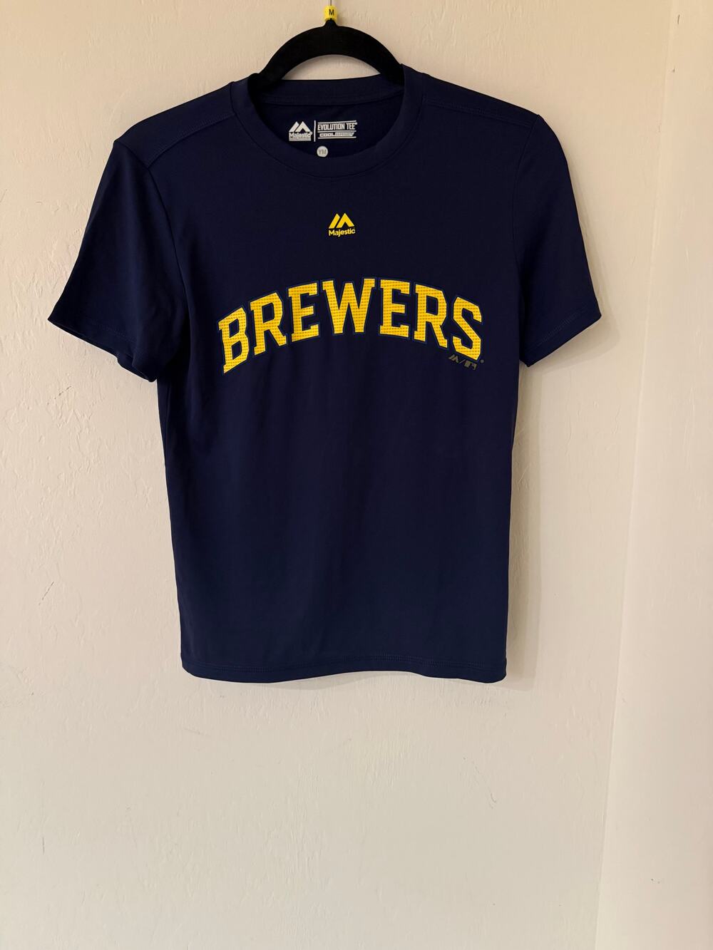 Milwaukee Brewers Youth Majestic Evolution Cool Base T-shirt -Size Medium-NWOT